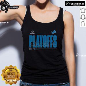 Top Detroit Lions 2024 NFL Playoffs tank top featuring team colors and logo, perfect for game day and fan apparel.