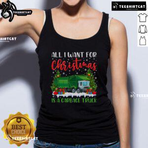 Top Christmas lighting tank top with 'All I Want For Christmas Is A Garbage Truck' design, perfect festive apparel.