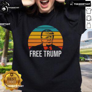 Alt Text: Awesome Free Donald Trump Retro Sunset Sweatshirt featuring vibrant colors and a stylish design for casual wear.