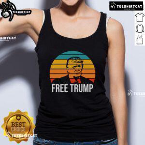 Awesome free Donald Trump retro sunset tank top featuring vibrant colors and a stylish design for summer wear.