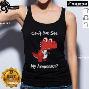 Funny dinosaur tank top with 'Can't You See My Armissaur' design for broken arm recovery, perfect for humor and comfort.
