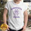 Funny Minnesota Vibing Cat wearing a Minnesota Vikings T-shirt, showcasing team spirit and humor in a vibrant design.