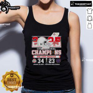 Ohio State Buckeyes 2025 CFP National Championship tank top featuring bold team colors and logo, perfect for fans.