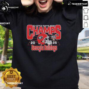 Nice Georgia Bulldogs Football 2025 Allstate Sugar Bowl Champions Sweatshirt showcasing team pride and victory.