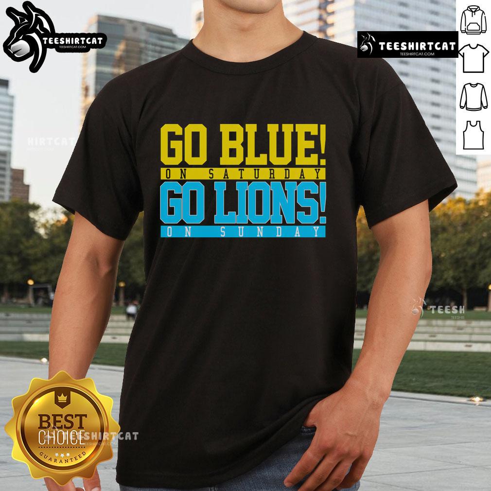 Nice Go Blues Go Lions T-Shirt featuring vibrant team colors and bold graphics for sports fans and enthusiasts.