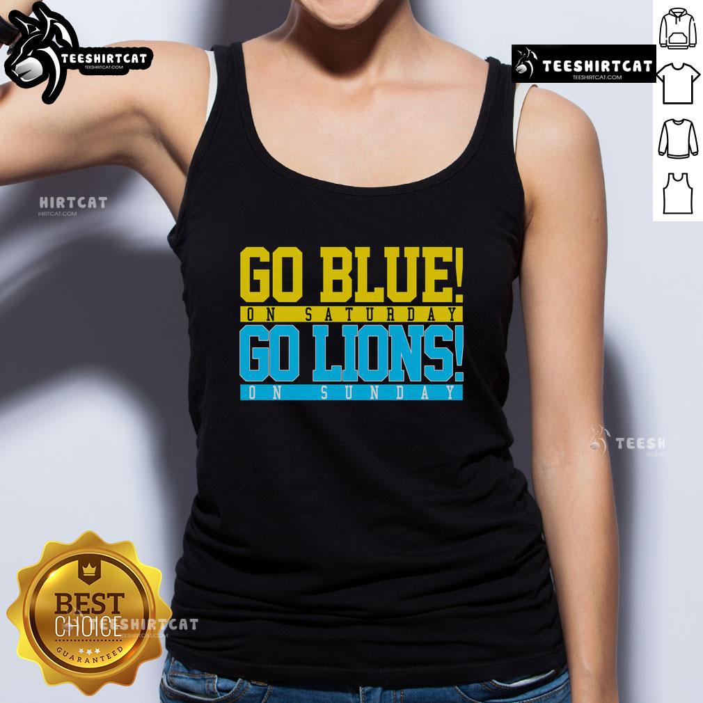 Stylish Nice Go Blues Go Lions tank top featuring vibrant team colors, perfect for sports fans and summer outings.