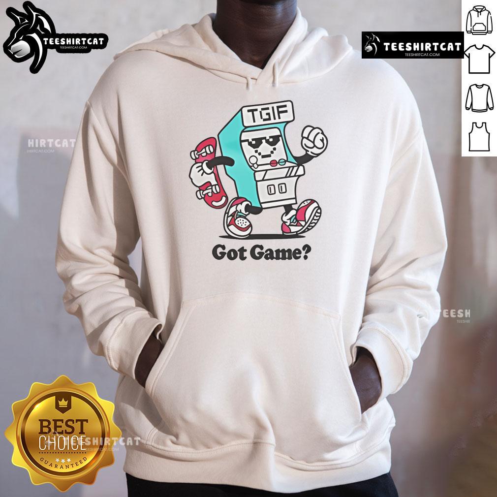 Nice Luke Busey and Jake from Bunk'd wearing TGIF Gaming Got Game Hoodie, showcasing vibrant design and casual style.