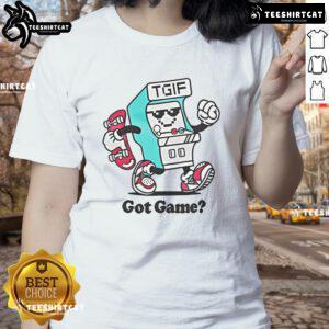 Nice Luke Busey and Jake from Bunk'd in a fun TGIF gaming themed ladies tee, perfect for gamers and fans alike.