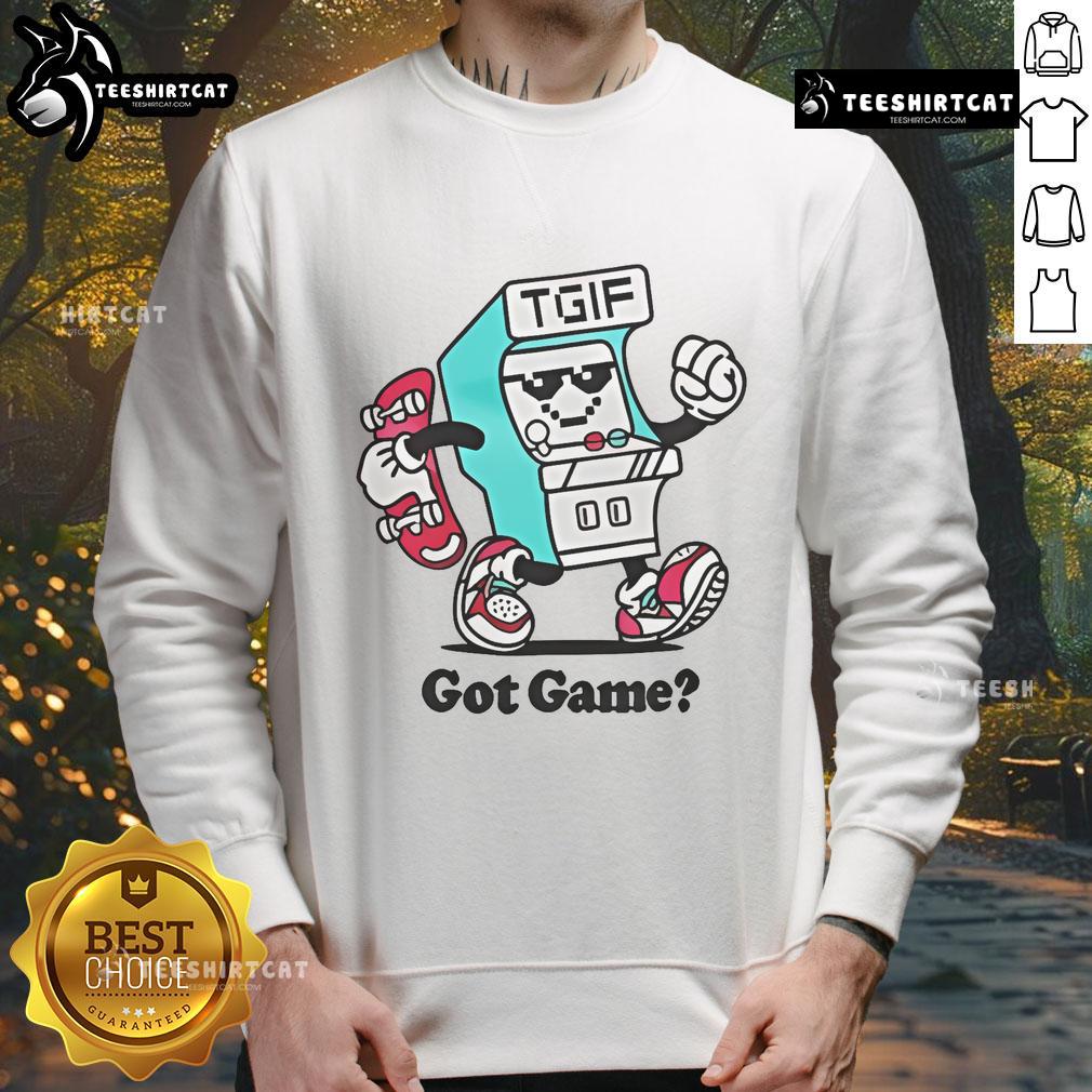 Nice Luke Busey & Jake Bunk'd in TGIF Gaming Got Game Sweatshirt, showcasing a stylish gaming-themed apparel.