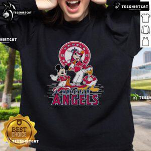 Nice Mickey Mouse Los Angeles Angels sweatshirt featuring vibrant colors and a playful design, perfect for fans.