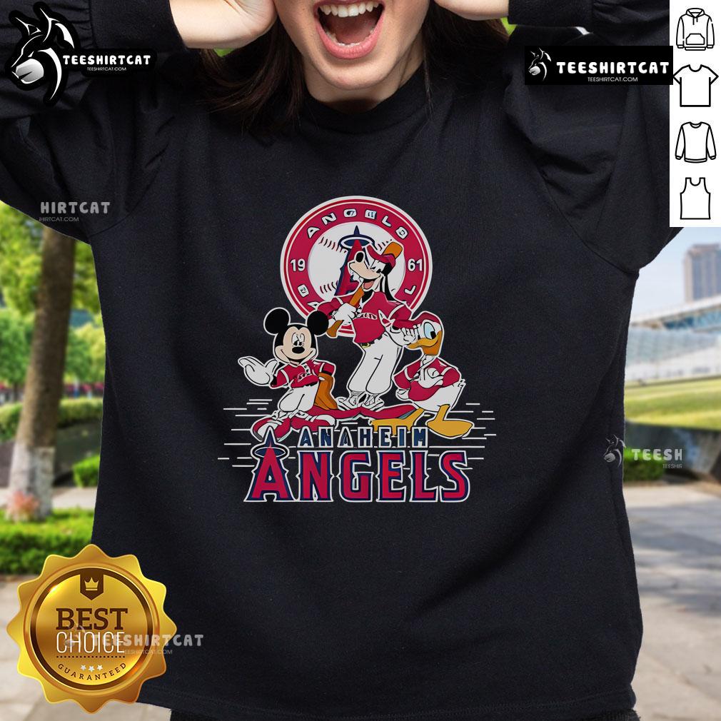 Nice Mickey Mouse Los Angeles Angels sweatshirt featuring vibrant colors and a playful design, perfect for fans.