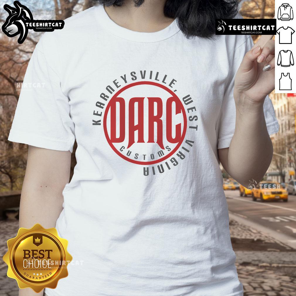 Official Darc Red Logo Ladies Tee featuring a stylish red logo on a comfortable women's t-shirt for casual wear.