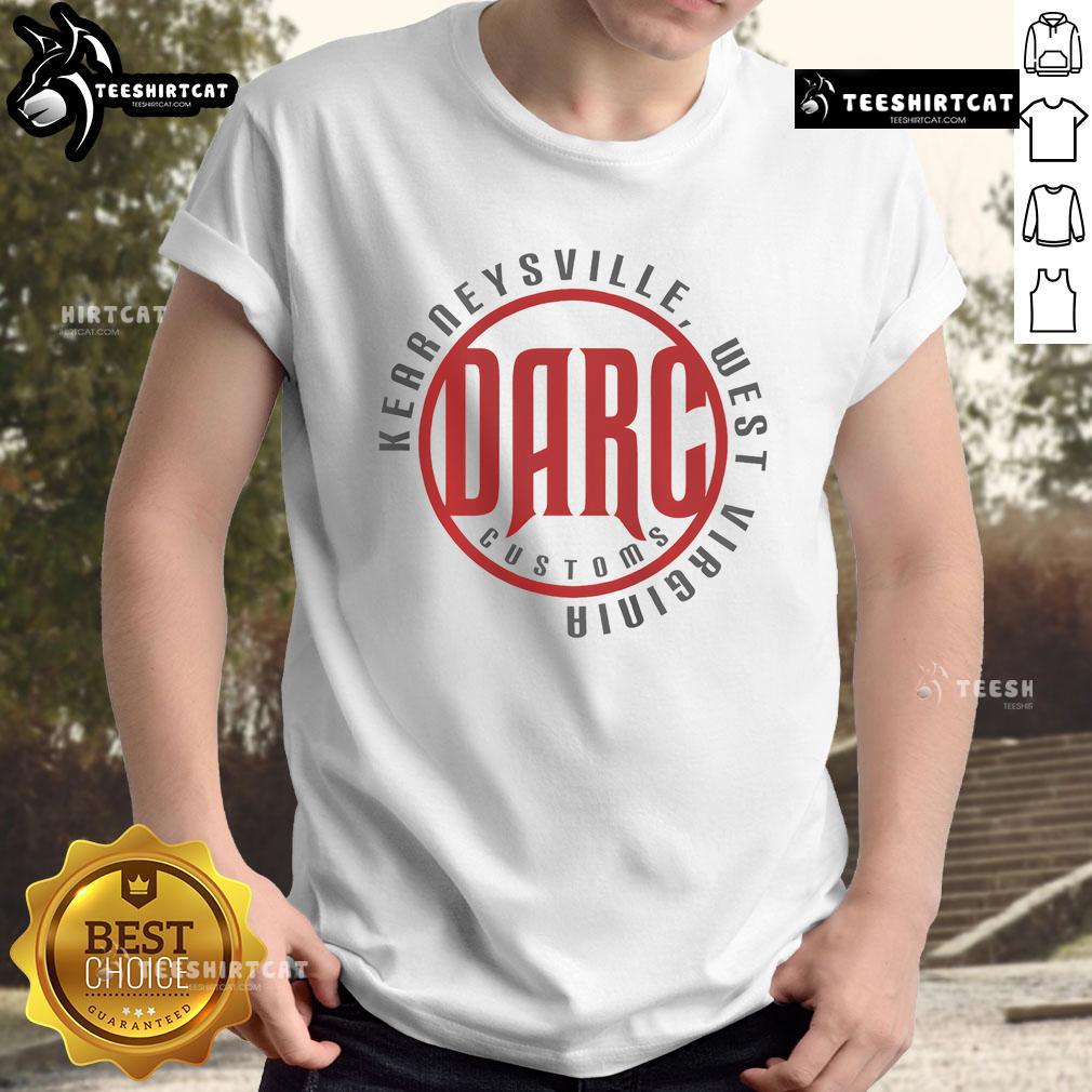 Alt Text: Official Darc Red Logo T-Shirt featuring a bold red logo on a stylish black tee, perfect for casual wear.