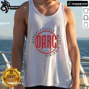 Official Darc Red Logo Tank Top featuring bold red logo on a stylish black background, perfect for casual wear.