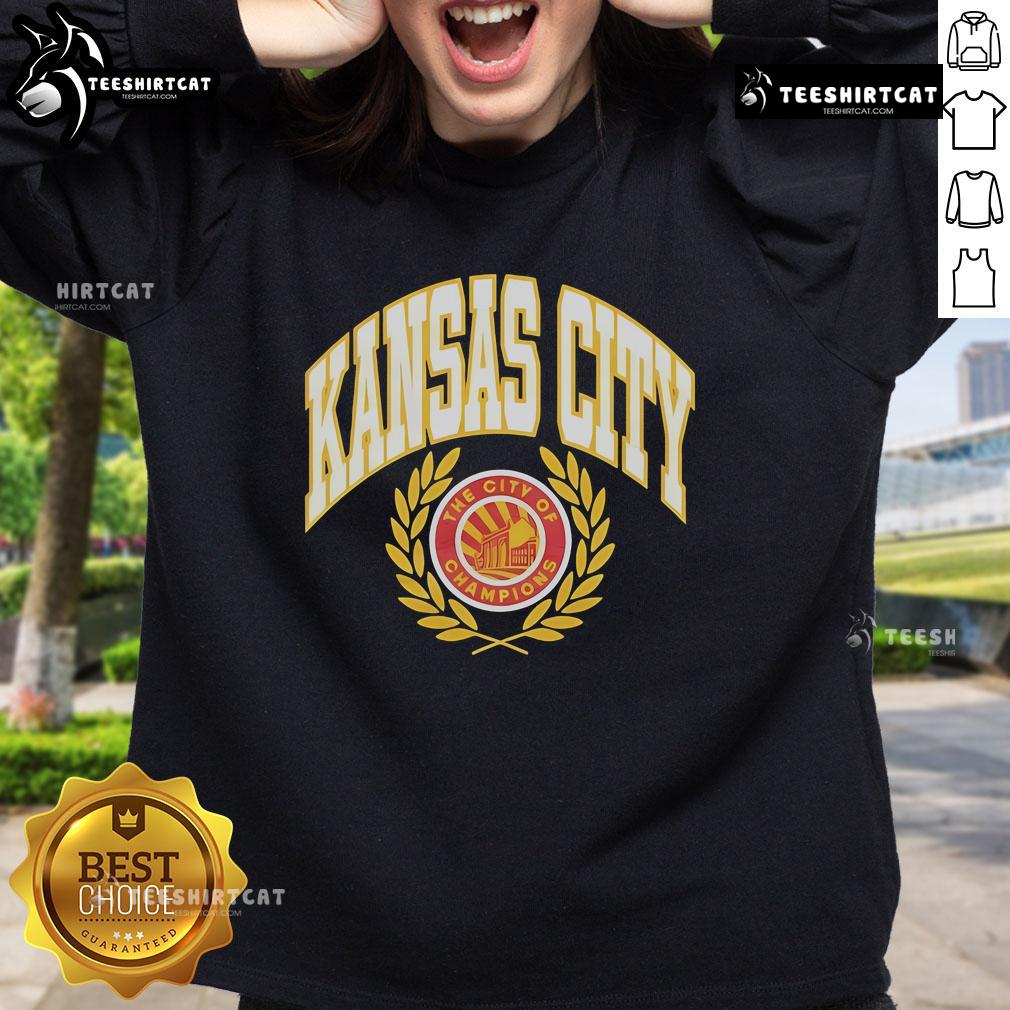 Official Kansas City Seal sweatshirt featuring 'City of Champions' design, perfect for KC football fans.
