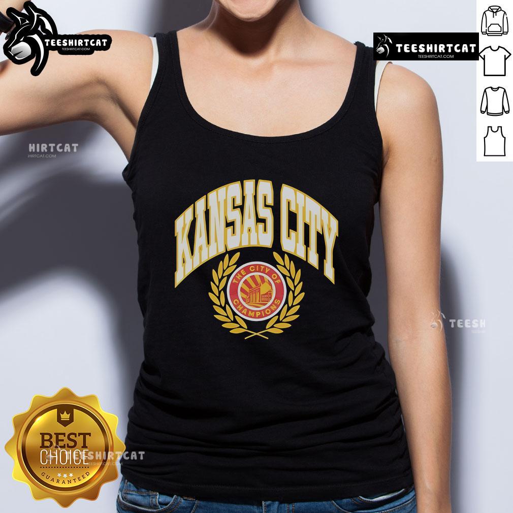 Official Kansas City Seal tank top celebrating KC football, The City of Champions, perfect for fans and sports enthusiasts.