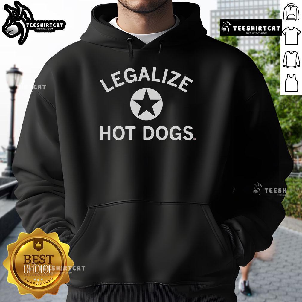 Official Legalize Hot Dogs Hoodie in vibrant colors, showcasing a fun design for hot dog lovers and food enthusiasts.