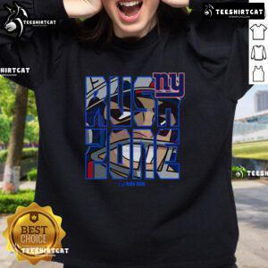 Alt Text: Official NFL Rush Zone cartoon New York Giants football logo sweatshirt featuring vibrant colors and playful design.