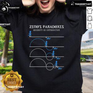 Official Zenos Paradoxes Absurdity or Contradiction Sweatshirt featuring unique philosophical design and comfortable fit.