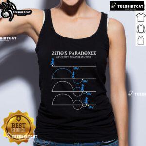 Official Zenos Paradoxes Absurdity or Contradiction tank top featuring a unique design and philosophical theme.