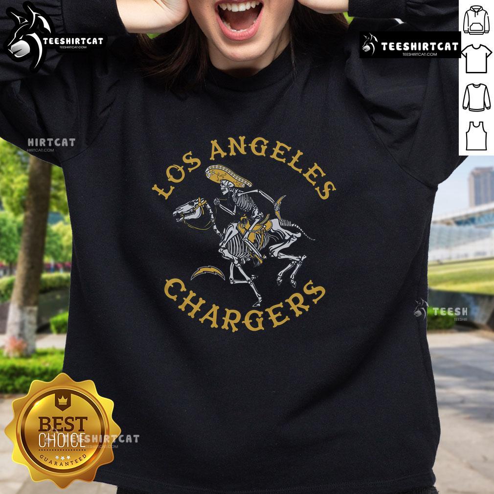 Premium Los Angeles Chargers Dia De Los Muertos sweatshirt featuring vibrant colors and festive skull design.