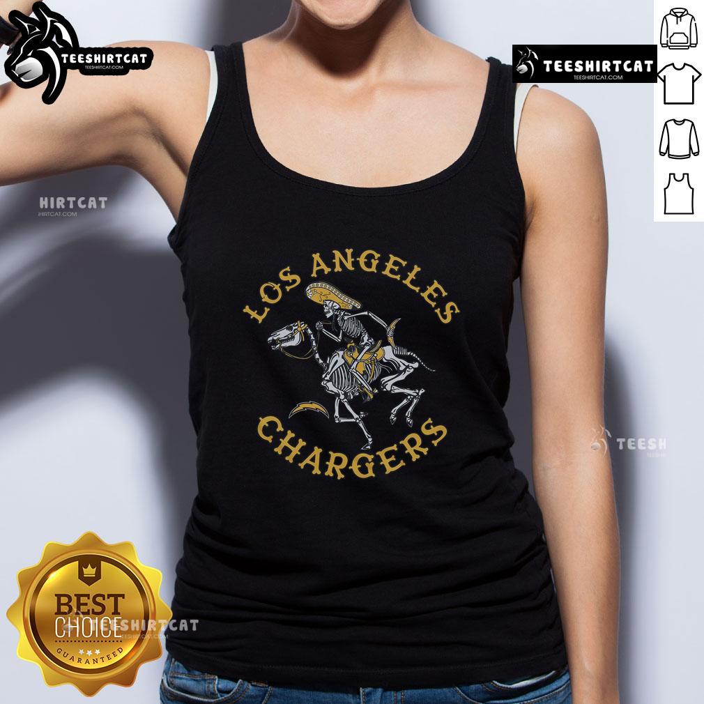 Alt Text: Premium Los Angeles Chargers Dia De Los Muertos tank top featuring vibrant colors and festive designs for fans.