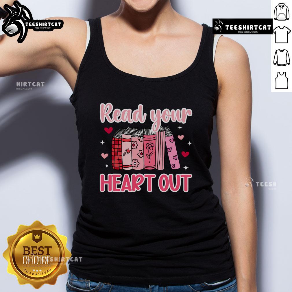Premium Valentine Librarian tank top featuring a cute design for school librarians on Valentine's Day.