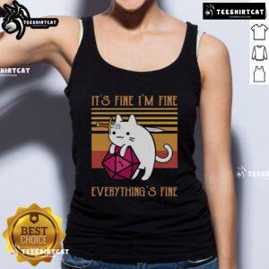 Top Cat 'It's Fine, I'm Fine, Everything's Fine' tank top featuring a playful cat design for casual wear.