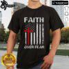 Top Christian USA Flag T-Shirt featuring 'Faith Over Fear' and a Cross design, perfect for expressing faith and patriotism.
