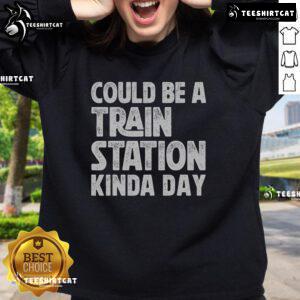 Cozy sweatshirt featuring a train station design, perfect for a casual day out or lounging at home. Ideal for train lovers!