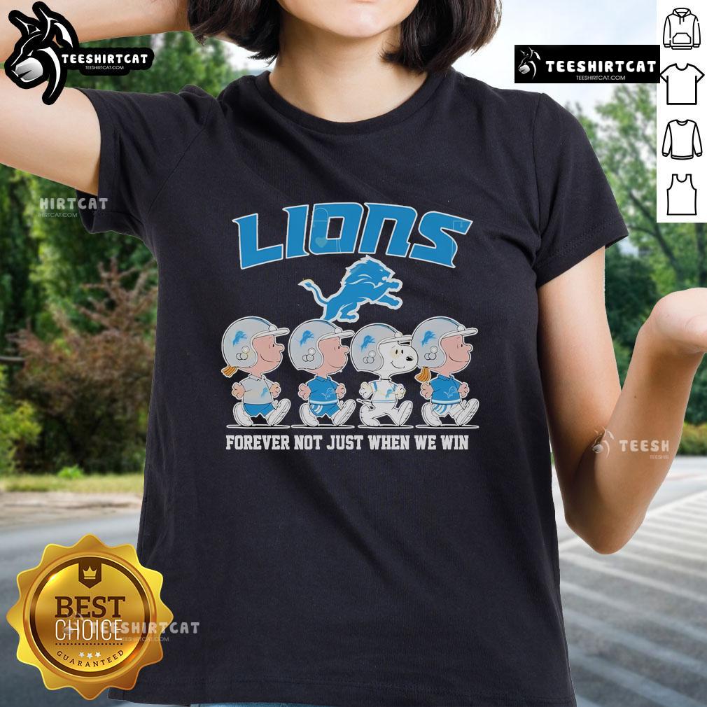 Top Detroit Lions Forever Not Just When We Win Ladies Tee featuring team colors and logo, perfect for female fans.