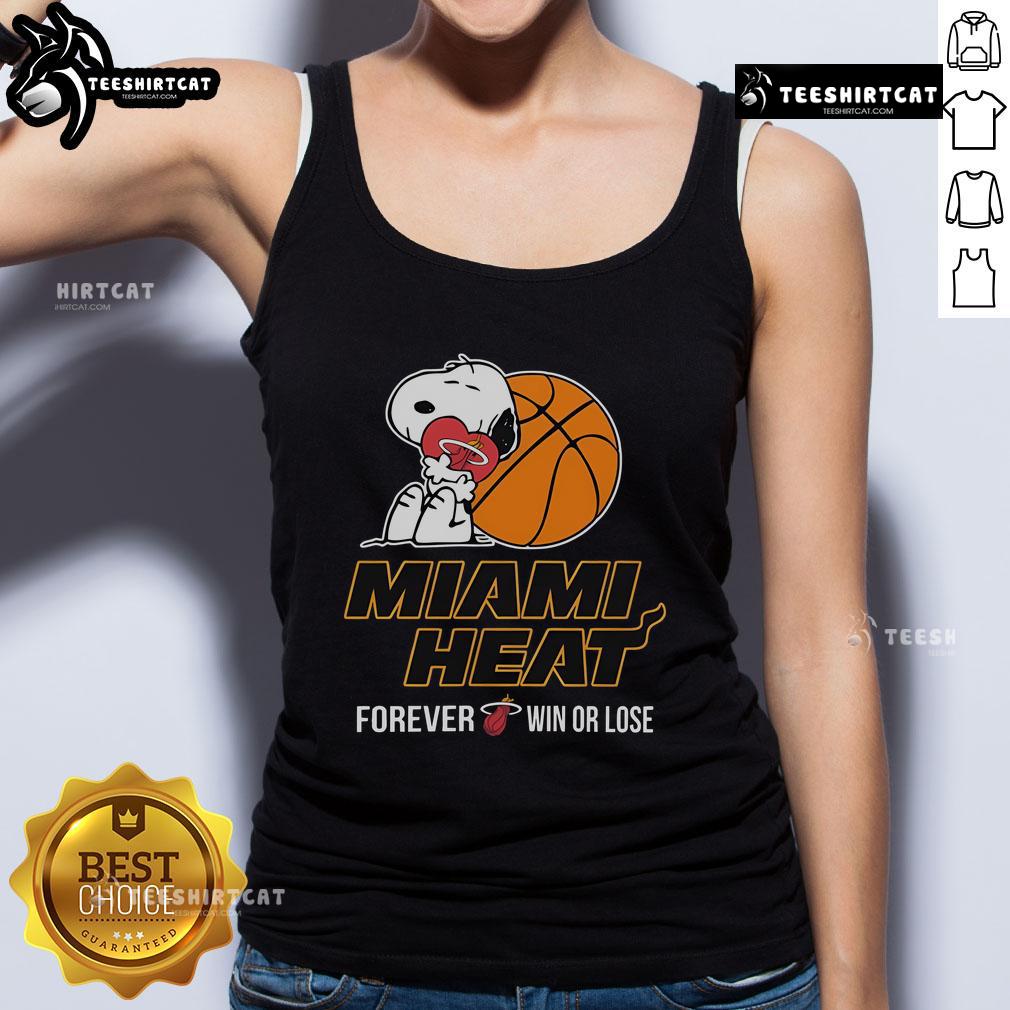 Top NBA The Peanuts Movie Snoopy Forever Win or Lose basketball tank top featuring Miami Heat design for fans.