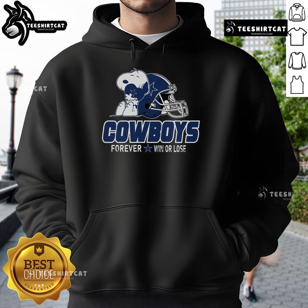 Top NFL Peanuts Movie Snoopy hoodie featuring Dallas Cowboys logo, perfect for fans celebrating win or lose in football.