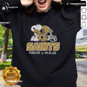 Top NFL Peanuts Movie Snoopy sweatshirt featuring New Orleans Saints, perfect for football fans, win or lose.