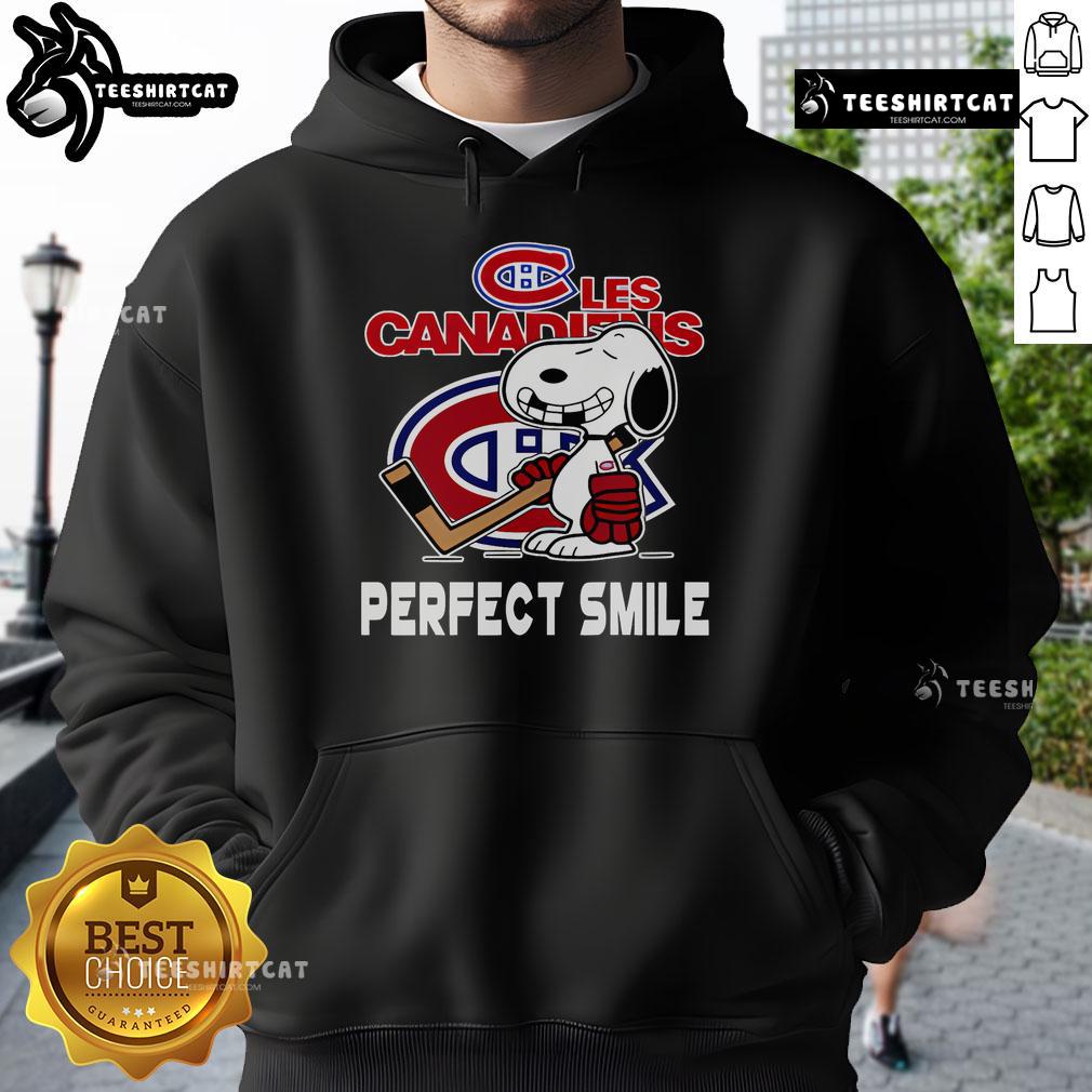 Montreal Canadiens Snoopy hoodie featuring a perfect smile from The Peanuts Movie, ideal for NHL fans and winter sports.