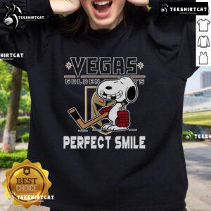 Alt Text: Top NHL Vegas Golden Knights Snoopy sweatshirt featuring a perfect smile from The Peanuts Movie, perfect for hockey fans.