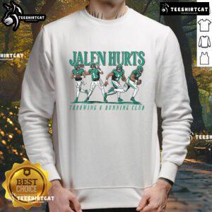 Jalen Hurts throwing and running graphic on an Awesome sweatshirt, perfect for fans of the Eagles quarterback.