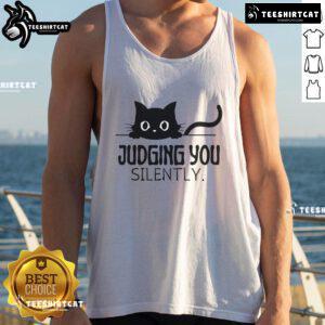 Funny cat judging you silently on a trendy tank top, perfect for cat lovers and humor enthusiasts.