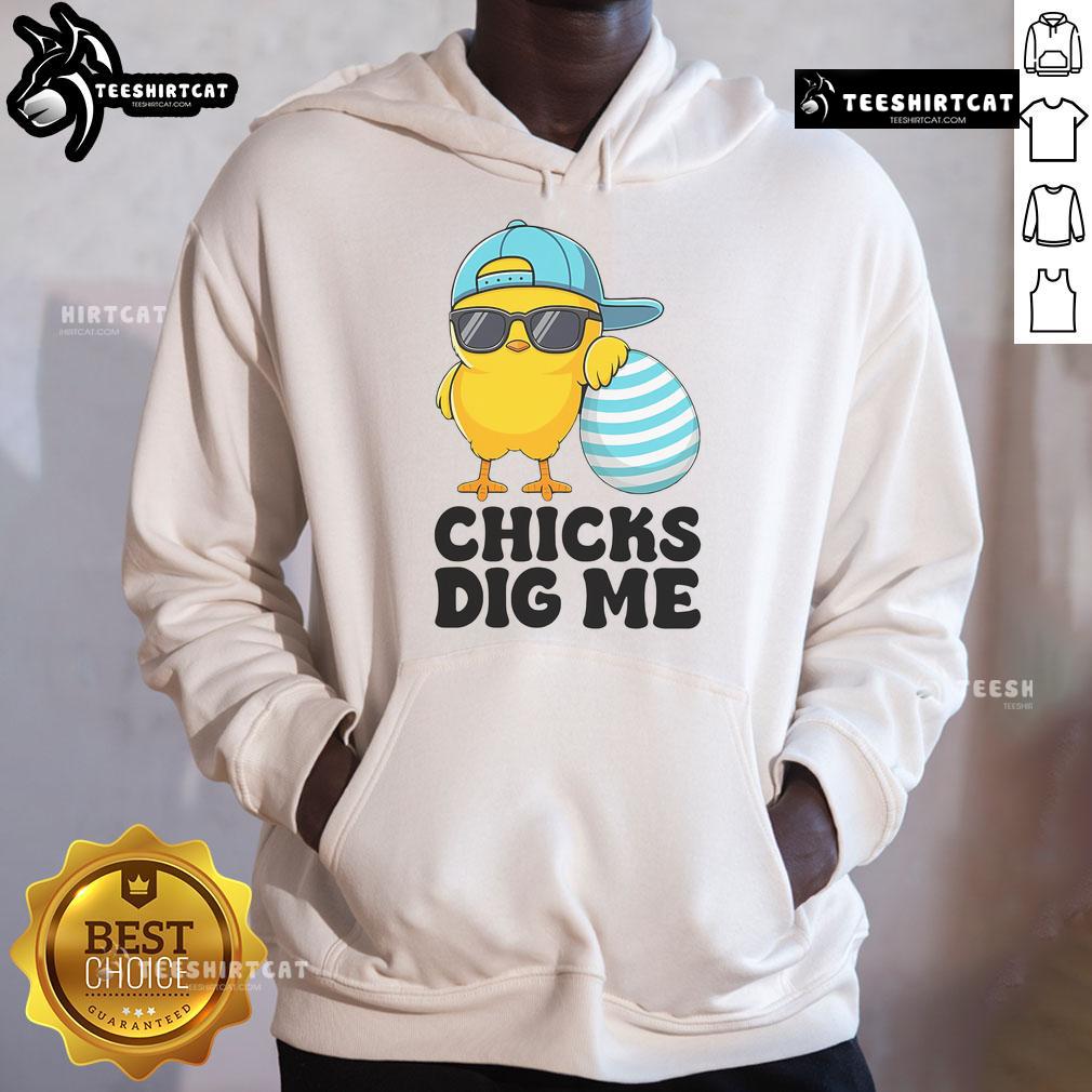 Alt Text: Funny Chicks Dig Me Easter hoodie featuring playful design, perfect for a cheerful Easter celebration.