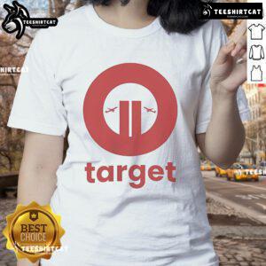 Funny Target Planet Ladies Tee featuring a whimsical space design, perfect for casual wear and humor lovers.