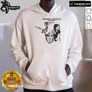 1980 Good Soldier of Fortune Magazine 1st Annual Convention hoodie featuring iconic military graphics and event details.