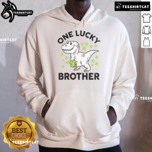 One Lucky Brother Dinosaur Irish Hoodie for St. Patrick's Day featuring a playful dinosaur design in vibrant colors.