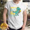 Child wearing a Dino T-shirt enjoying ice cream after tonsil removal, showcasing a fun and cheerful recovery moment.