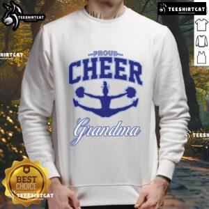 Happy proud grandma wearing a cheerful sweatshirt, showcasing love and joy for family moments.