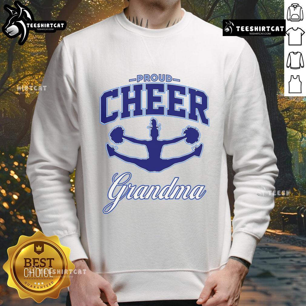 Happy proud grandma wearing a cheerful sweatshirt, showcasing love and joy for family moments.