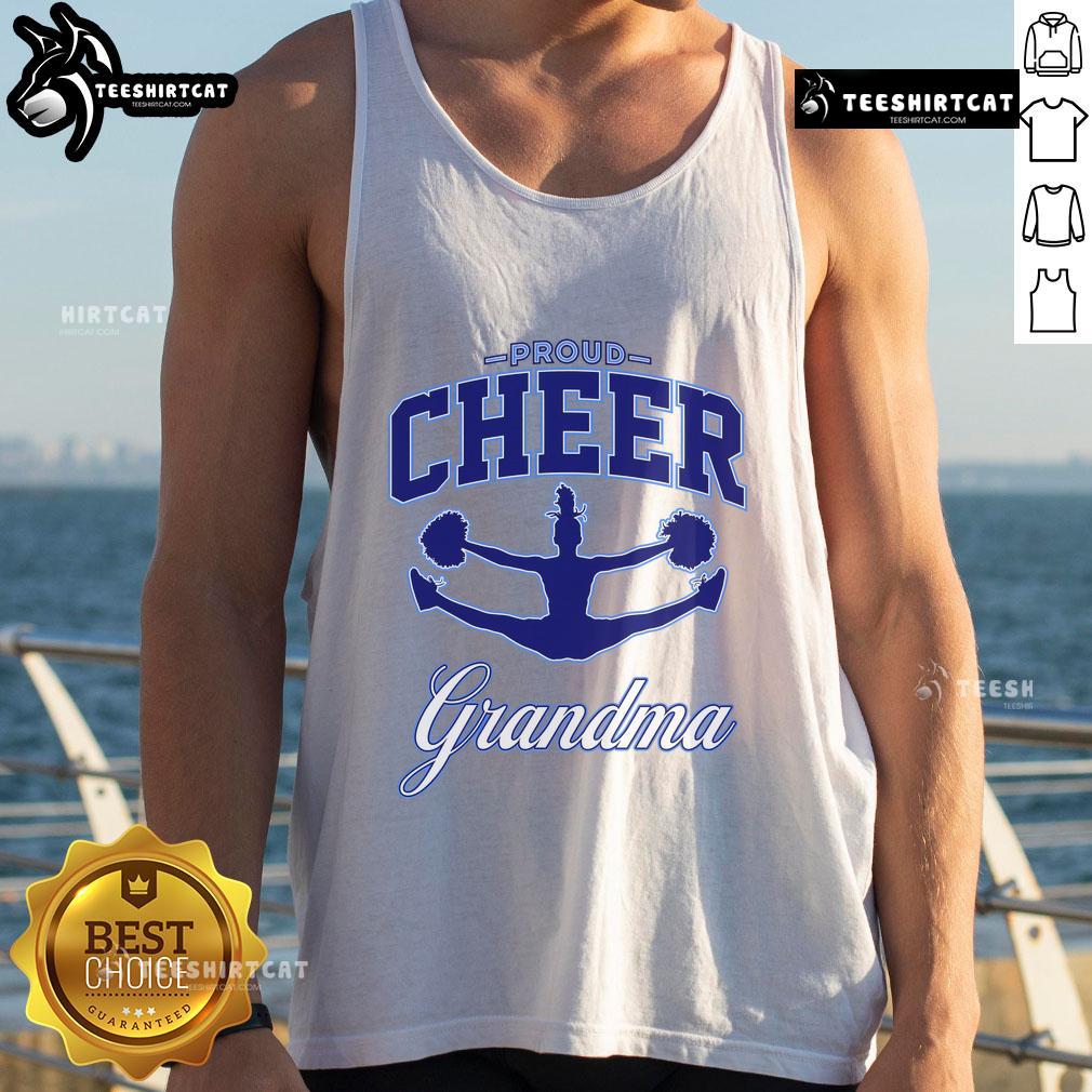 Happy proud grandma wearing a cheerful tank top, celebrating family moments with a bright smile and joyful spirit.