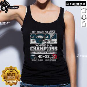 Hot Fly Eagles Fly 2024 World Champions Philadelphia Eagles tank top featuring team logo and vibrant design.