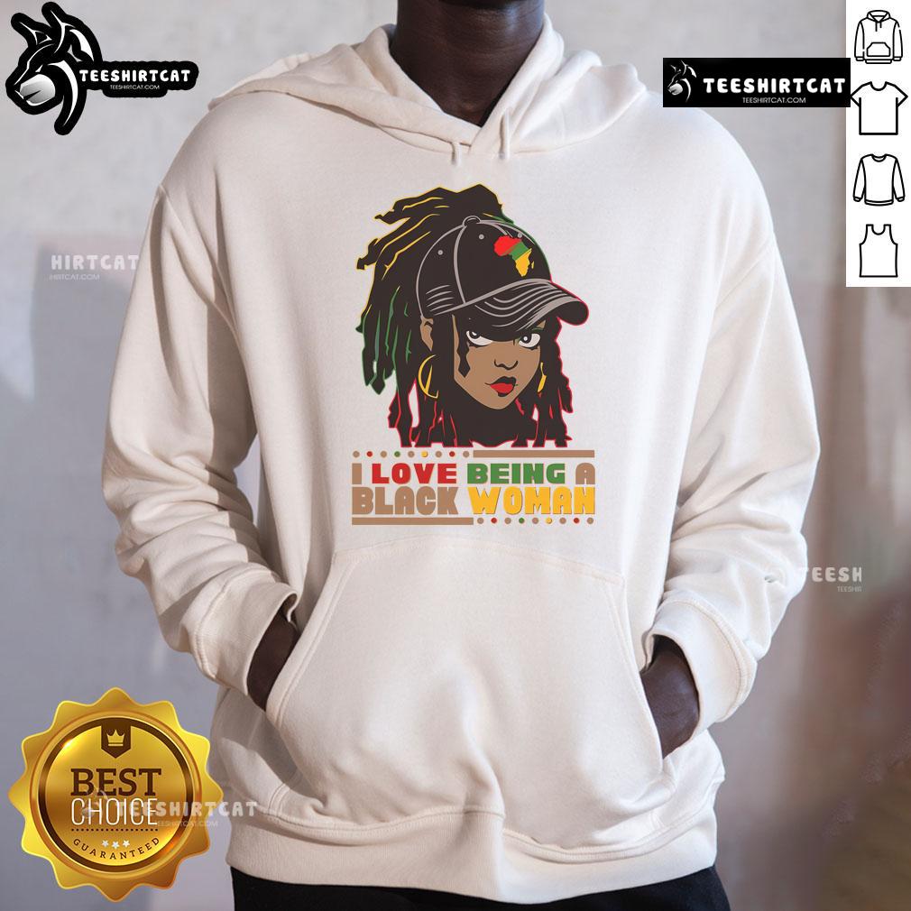 Hot I Love Being A Black Woman hoodie celebrating Black History, featuring bold text and vibrant colors.