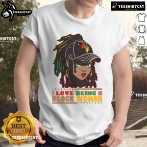 Hot 'I Love Being A Black Woman' T-Shirt celebrating Black History, featuring bold text and vibrant colors.