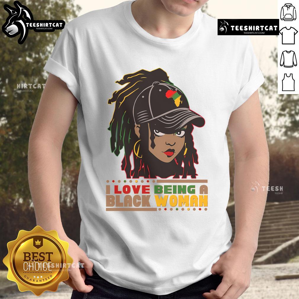 Hot 'I Love Being A Black Woman' T-Shirt celebrating Black History, featuring bold text and vibrant colors.